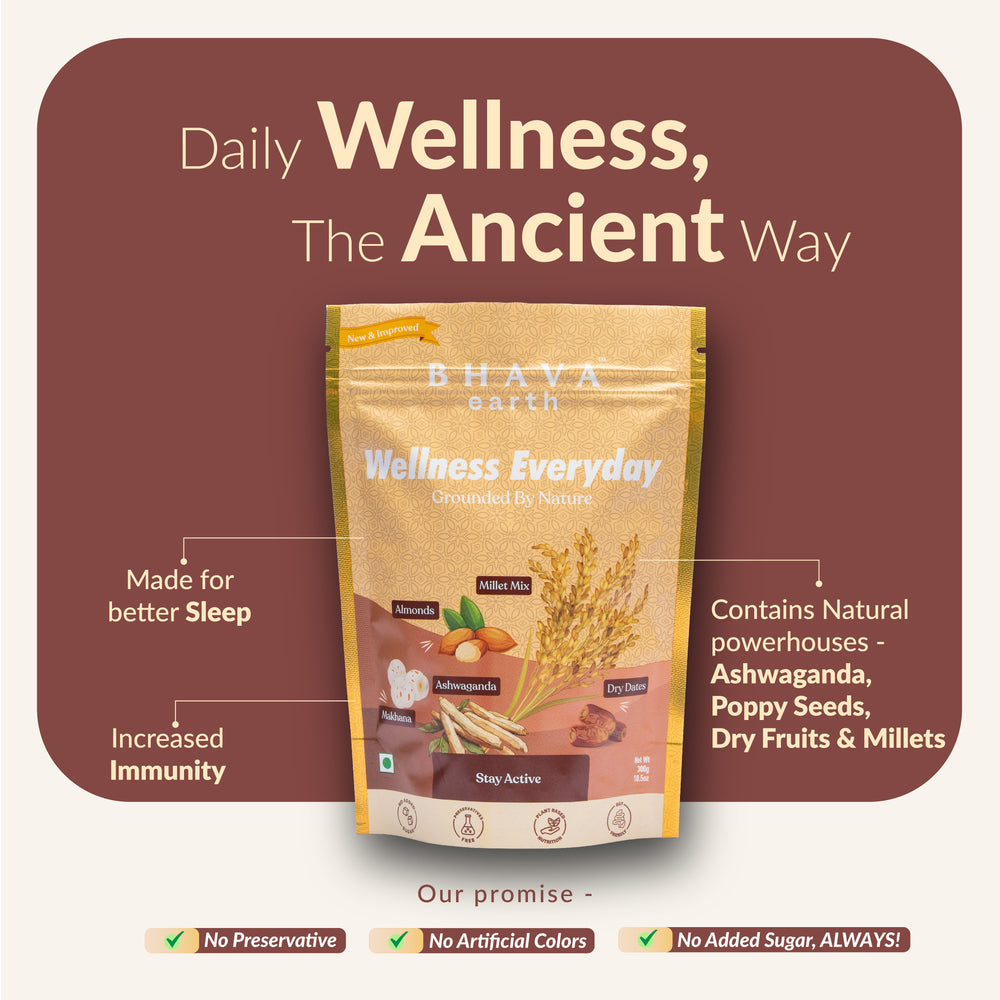 BhavaEarth Wellness Everyday | Sleep & Immunity Booster | Natural Night Drink | 300g | 30 Servings